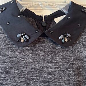 LOFT Black and Gray Dress with Jewel Accents